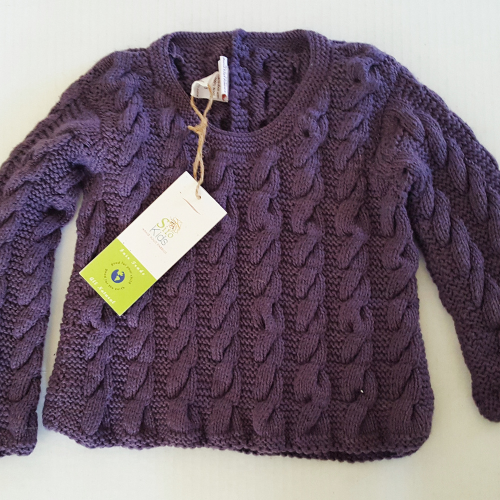 TODDLER SWEATER NEW 2T Handmade Merino Wool Purple